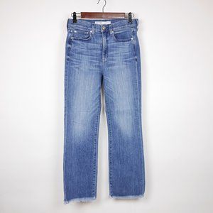 AYR Women's 28 Blue Jeans Denim Pants Medium Wash Straight Cut Frayed Mom Jeans